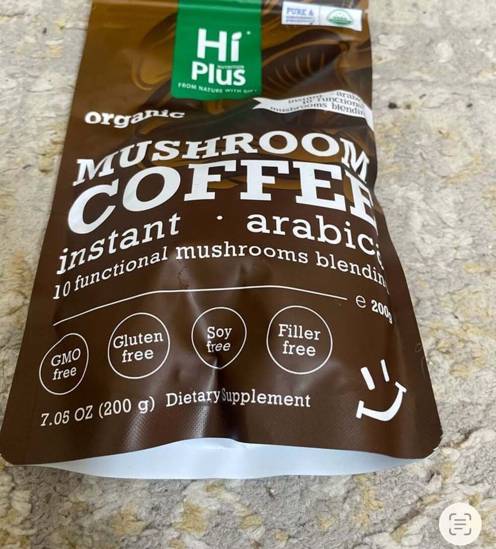 HiPlus Organic Mushroom Coffee Instant Arabica 10 Functional Mushrooms Blending